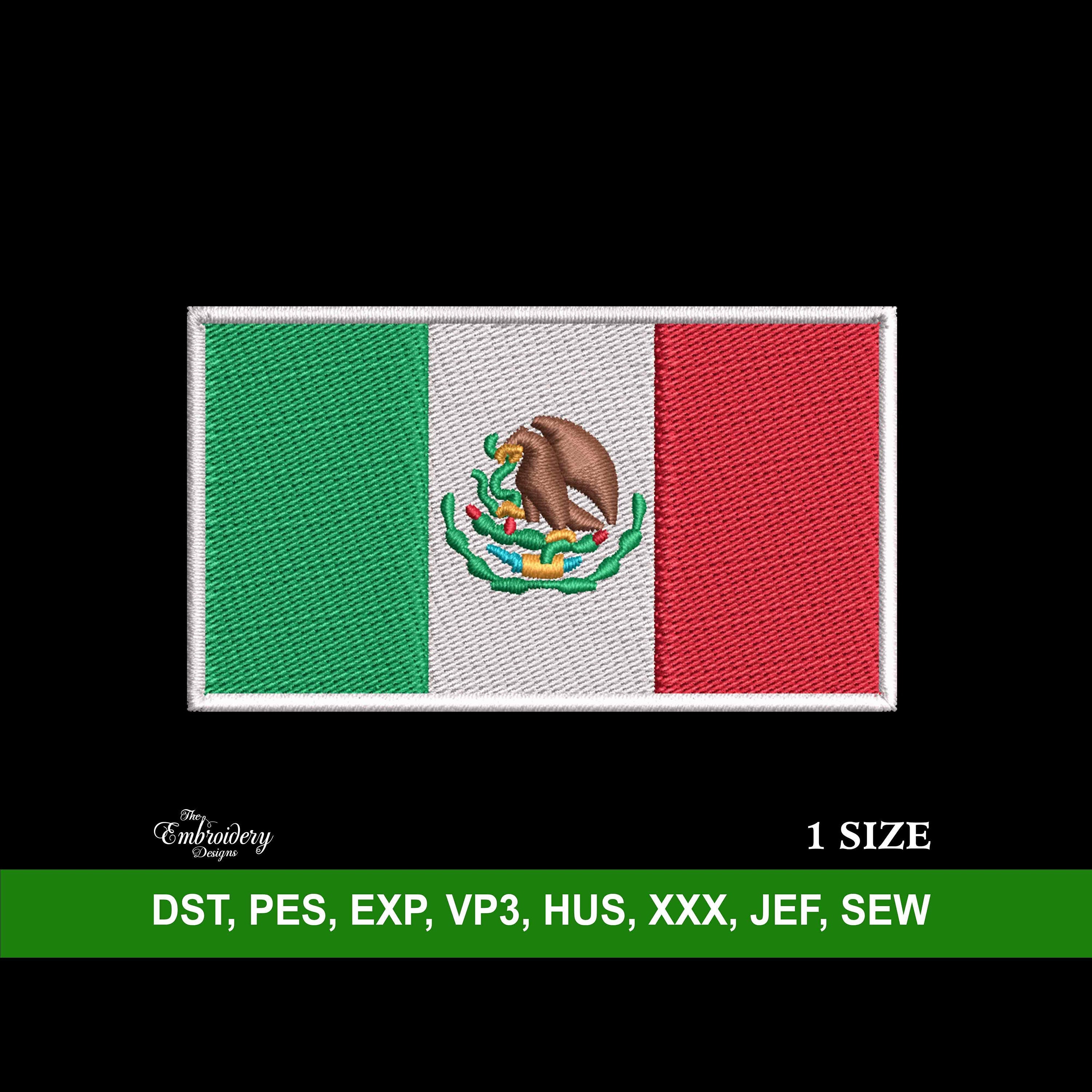 Mexico Flag Embroidery Machine Design File for Side of Hats, Trendy Embroidery Design, Mexican Embroidery, Custom Snapback and Dad Hats PES