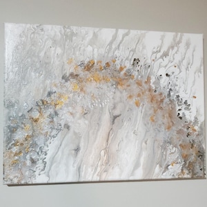 Acrylic painting with gold abstract design