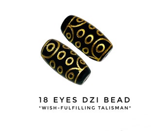 Dzi Bead 18 Ojos de Nepal, talismán "haz realidad tus sueños", amuleto, amuleto de la suerte, talismán protector