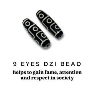 9 eyes Dzi Beads Black Agate Lucky Charm Protective Talisman Amulet