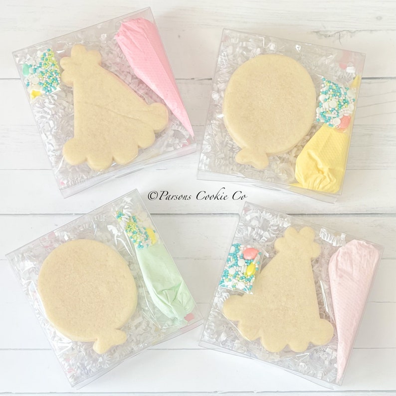 Party Hat Birthday Cookie Decorating Kit Individual Sugar Etsy
