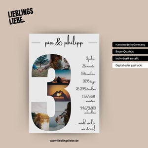 Jahrestag Geschenk für Sie, Dritter Jahrestag, Poster für Pärchen, Valentinstag, Geschenk für Ihn, Hochzeitstag, Verlobung, Partner, Paare