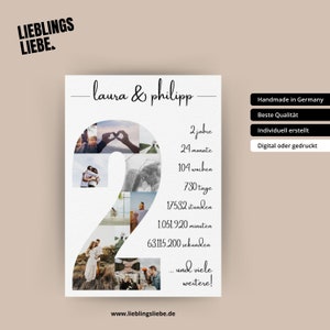 Jahrestag Geschenk für Sie, Für Paare, Zweiter Jahrestag, Poster für Pärchen, Valentinstag, Geschenk für Ihn, Hochzeitstag, Verlobung