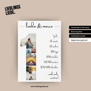 Personalisiertes Jahrestag Geschenk für Paare, Erster Jahrestag, Poster für Pärchen, Valentinstag, Geschenk für Sie, Hochzeitstag, Verlobung