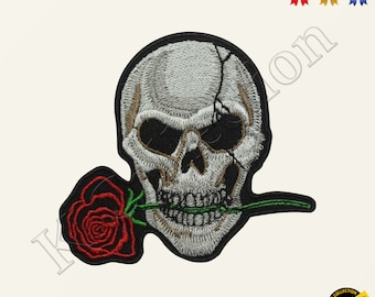 Embroidered Patch Skull Embroidery Sewing Appliqué, Skull, White - Foto 7