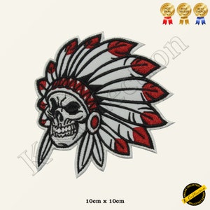 Indian Skull Reaper Embroidered Iron on Sew On Patch Badge