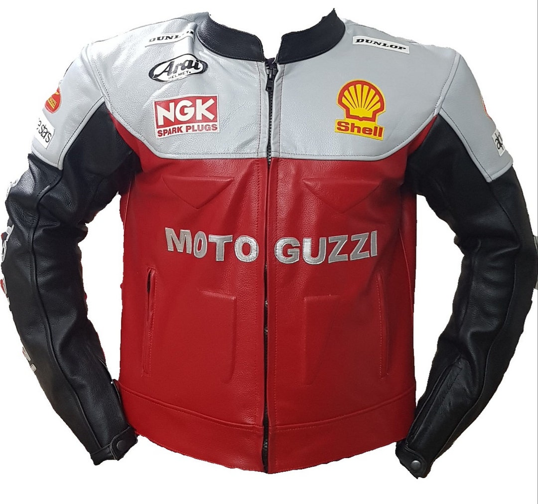 Moto Guzzi Motorbike/motorcycle Cowhide Leather Jacket With CE