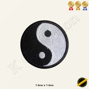 YIN YANG Heat Activator Embroidered Iron on Sew On Patch Badge