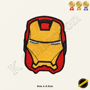 May include: Iron Man's red and yellow mask embroidered patch. The patch is 9cm by 6.5cm.
