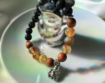 Botswana & Apple Agate Buddha Chakra Bracelet