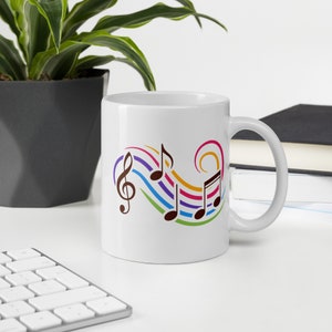 Music Notes White Glossy Mug