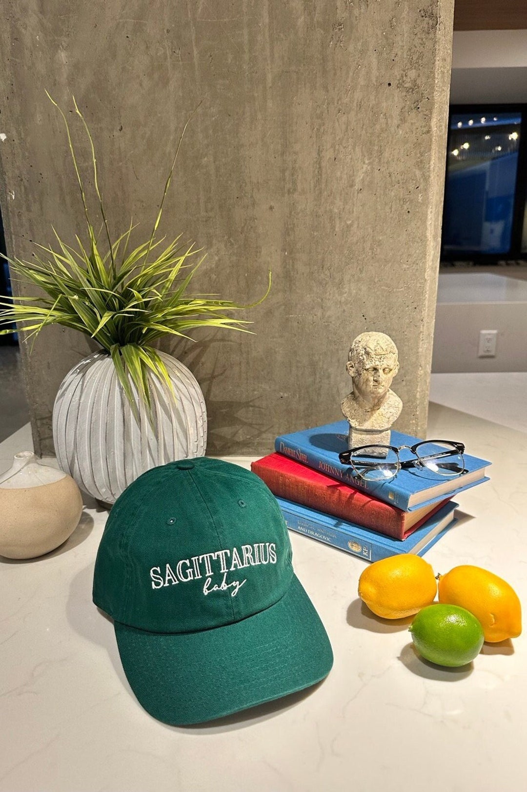 Sagittarius Zodiac Vintage Baseball Cap - White Embroidered Cotton Adjustable Dad Hat, Distressed Style - View #12