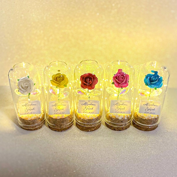 10 pcs Beauty and The Beast with Crystal Petals and LIGHT, Weeding Favors, Sweet 16 Favors, Quinceañera Favors, Party Favors, Rose Favors.