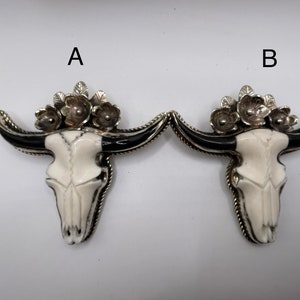 Large Hand carved bone bull head pendant with Tibetan silver 0080 image 2