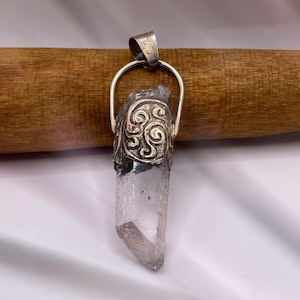 Himalayan crystal quartz pendant with Tibetan silver (0087)pendant only