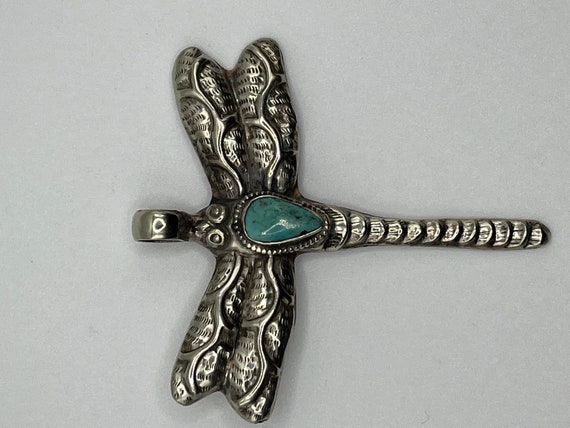 Tibetan Silver DragonFly With Turquoise Pendant