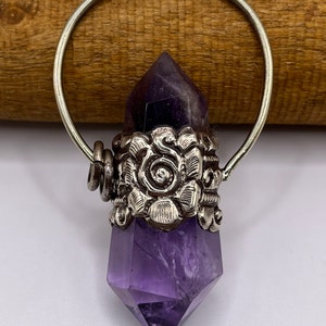 Double Point Amethyst Pendant In Tibetan Silver, Double Terminated Amethyst Pendant, Himalayan Jewelry, Healing Gemstone, Nepal0047 3