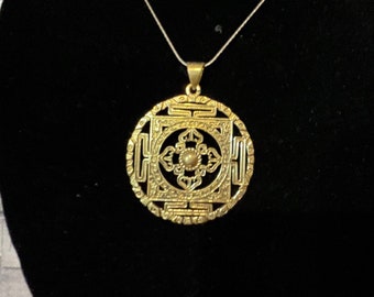 Double dorjee mandala pendant with choice of white metal and brass (0165) pendant only