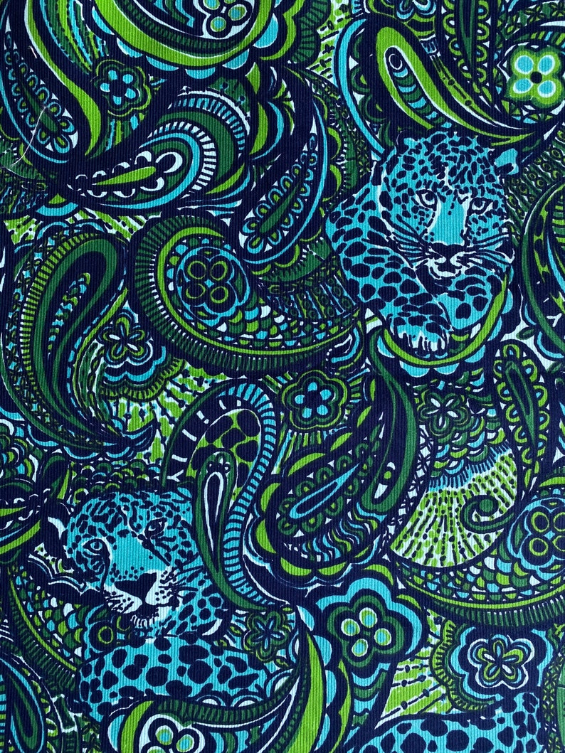 Green Blue Tiger92 Fabric LP Cotton Dobby - Etsy