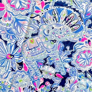 Fabric “ Blue Elephants ” # 51 - Cotton Jersy