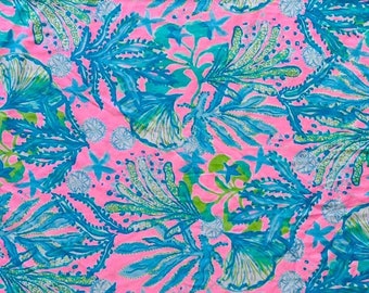Fabric “ Peach & Green ” # 153 LP - Cotton Jersey
