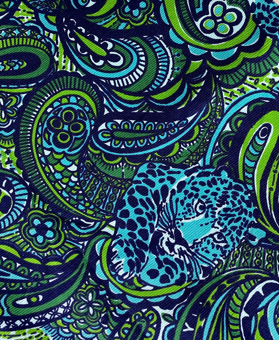 Green Blue Tiger92 Fabric LP Cotton Dobby - Etsy
