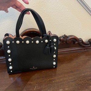 Kate Spade Adorable Black Calfskin Handbag With Pearl - Etsy