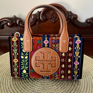 Tory Burch Ella Ribbon Patchwork Crossbody Bag/Mini-Tote Like New!!
