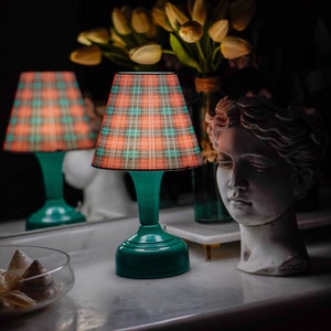 Vintage Inspired Table Lamp, Cordless Led Table Lamp, Battery Powered Retro Lamp, Nostalgic Banker Lamp, Cordless Restaurant Lamp