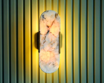Aplique de mármol, elegante lámpara de pared, luz de tocador moderna de mediados de siglo, aplique de pared de alabastro, lámpara de noche de lujo, aplique de pared moderno para sala de estar