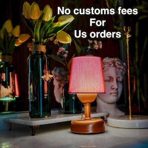 Vintage Inspired Table Lamp, Cordless Led Table Lamp, Battery Powered Retro Lamp, Nostalgic Banker Lamp, Cordless Restaurant Lamp