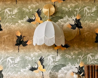 Vintage wandkandelaar met franjes, stoffen lampenkap wandlamp, gezellige bedlamp, bohoverlichting, art-deco wandkandelaar met kap
