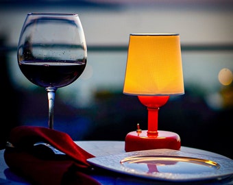 Vintage inspirierte Tischlampe, Schnurlose LED-Tischlampe, Café-Lampe, Nostalgische Bankerlampe, Schnurlose Restaurantlampe, batteriebetriebene Lampe