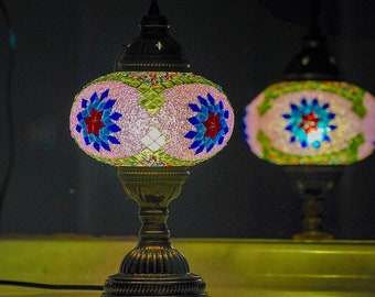 Lampe turque en mosaïque, lampe marocaine vintage, lampe en mosaïque, conception d'éclairage de table authentique