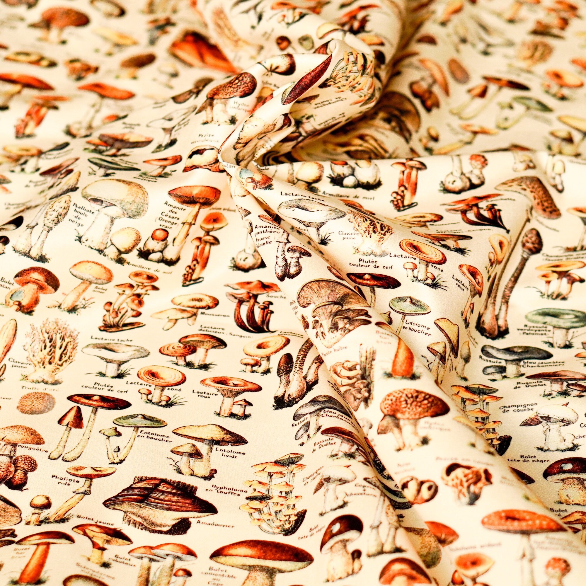 Retro Mushroom Print Fabric Vintage Mushroom Print Fabric Etsy