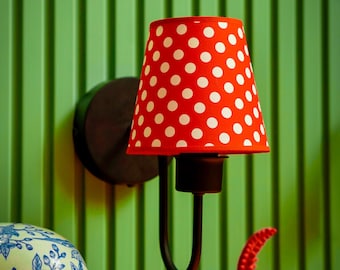 Wandleuchte mit Leinen Lampenschirm, Wandleuchte, Retro Wandleuchte, rote Wandleuchte, Kinderzimmer Wandleuchte