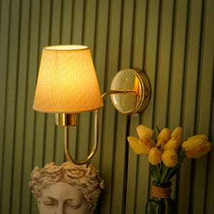 Wall Sconce, Gold Finish Wall Light, Vintage Inspired Wall Lamp, Mid Century Modern Wall Lamp, Bedside Wall Lighting, Wall Light Fixture