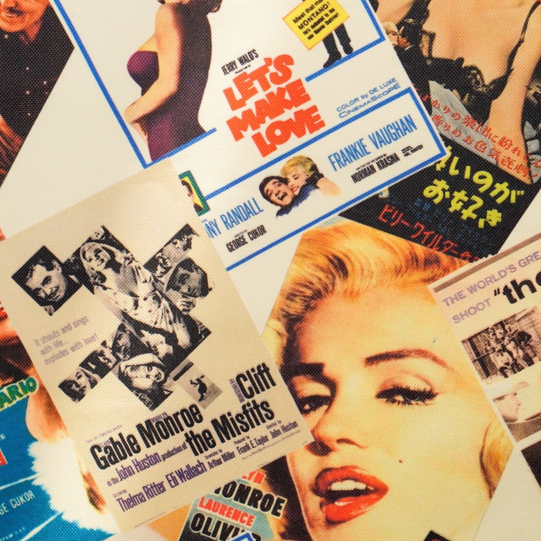 Marilyn Monroe Fabric by the Yard Old Movie Collage Print Etsy