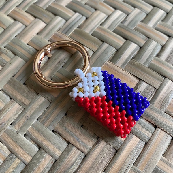 Beaded Keychain, Beaded Philippine Flag Keychain