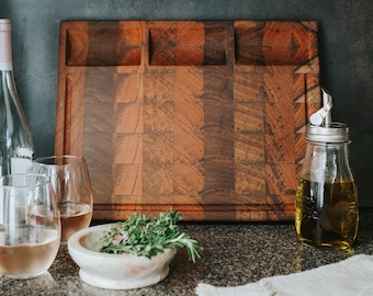 Large Burmese teak end-grain cutting and charcuterie board (16"x12"x1.25")