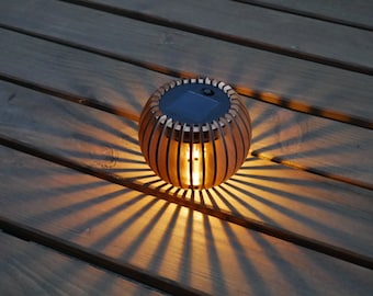 Round LED solar light with straight wing elements in 2 sizes / Solar light / Solar lamp / Solar lantern / Solar wind light / Decoration
