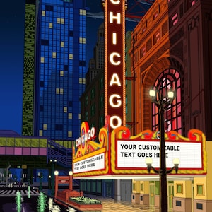 Chicago Theater Digital Artwork Customizable