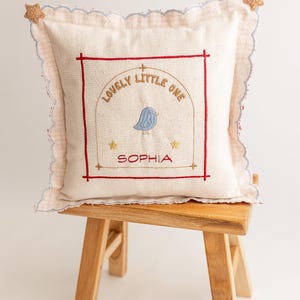 Personalized Linen Baby Pillowcase: Custom Embroidered Nursery Decor