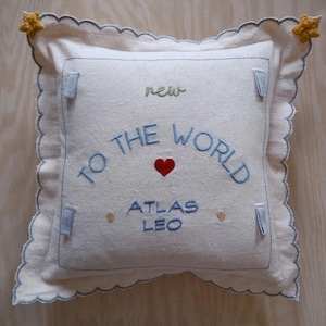 Personalized Linen Baby Pillowcase: Custom Embroidered Nursery Decor