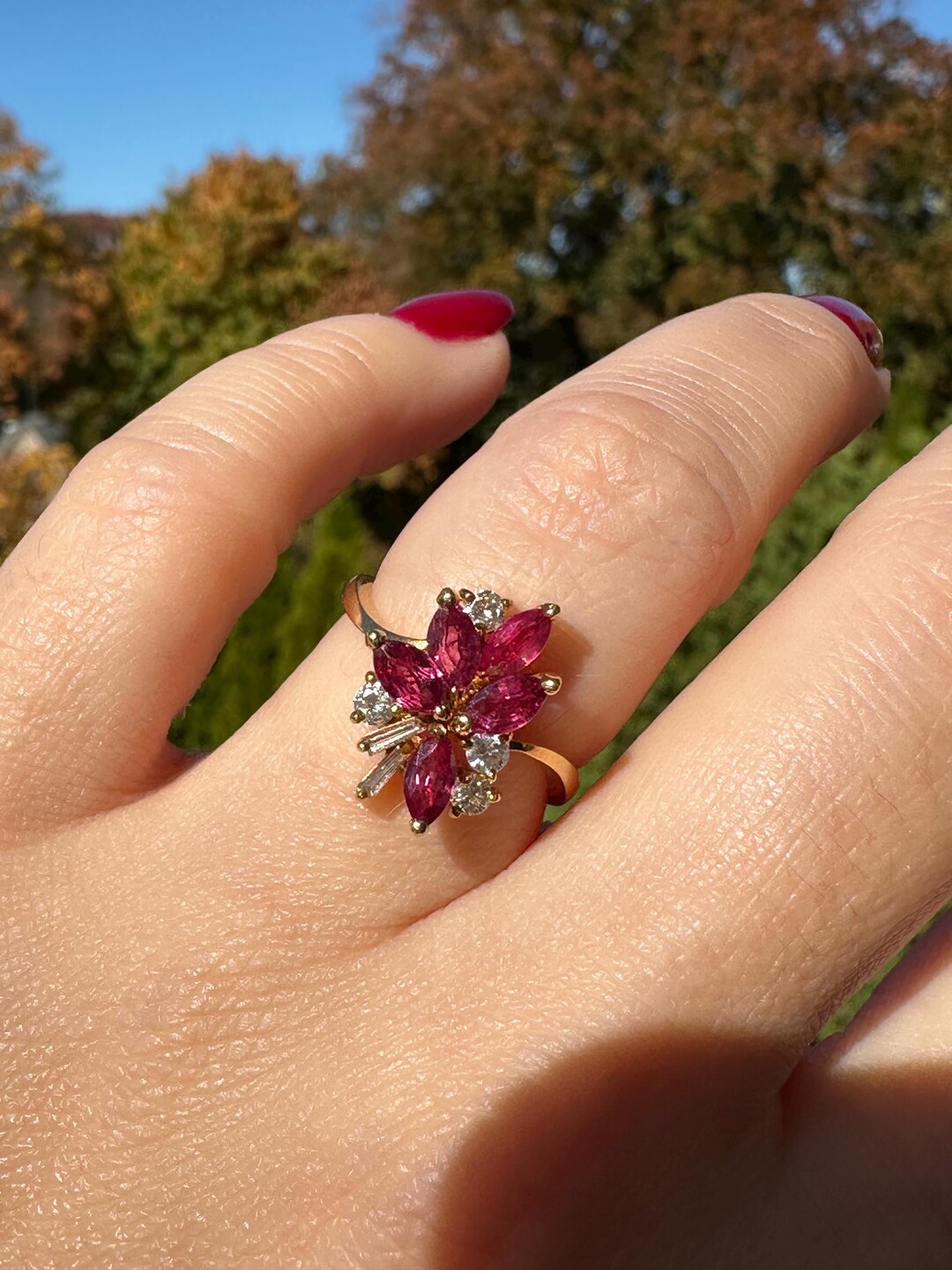 Pinterest Ruby Diamond Rings Ruby and Diamond Ring - Etsy
