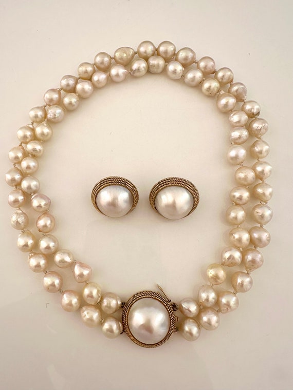 vintage mabe pearl earrings - image 4
