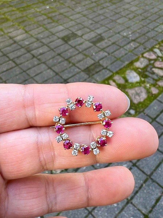 Ruby and diamond brooch