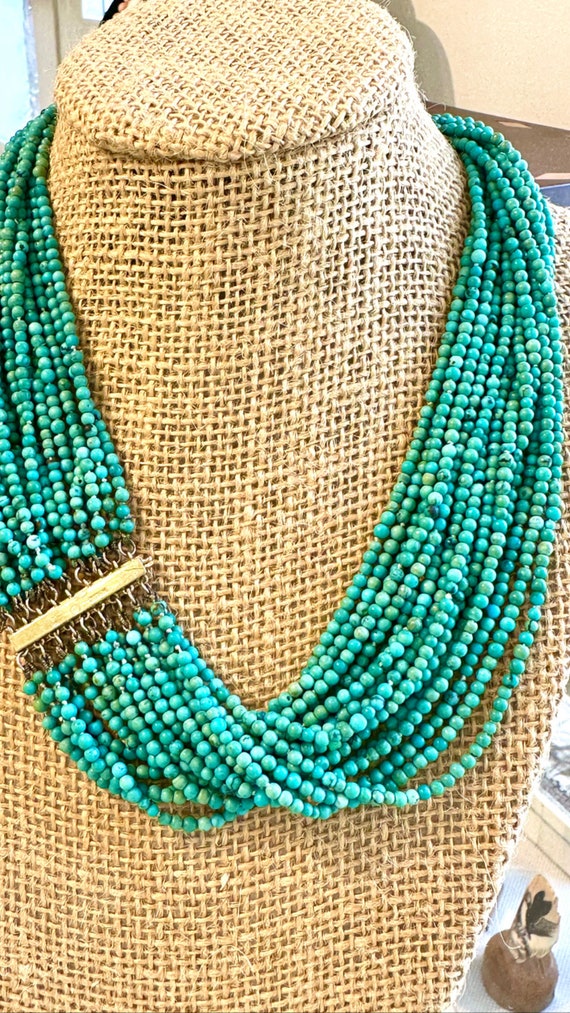 Vintage turquoise beads necklace - image 1