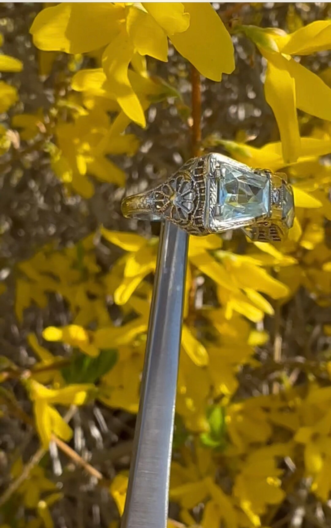 Art Deco Aquamarine Ring - Etsy Australia