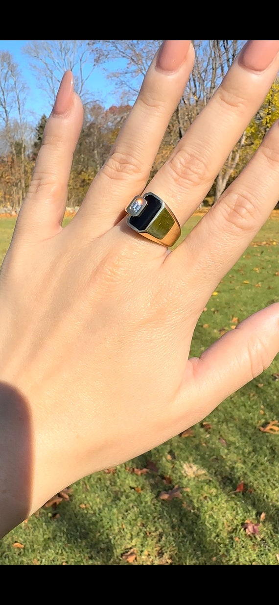 Black onyx and diamond ring